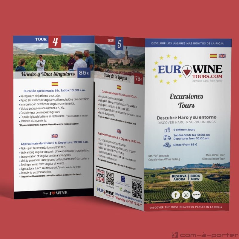 Tríptico informativo de las Excursiones organizadas por EUROWINETOURS