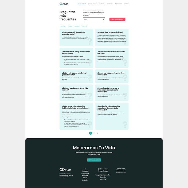 Página web QDolor, para Unidad de Dolor del Hospital Quirón Málaga