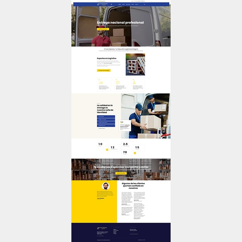 Página Web de la empresa de logística Cross Express S.L.
