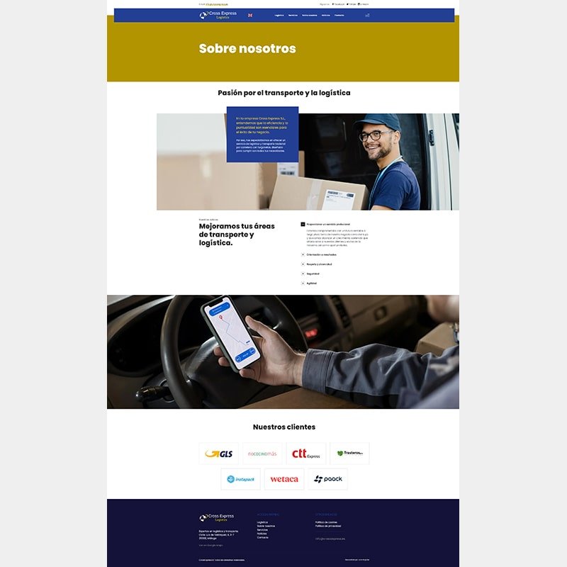 Página Web de la empresa de logística Cross Express S.L.