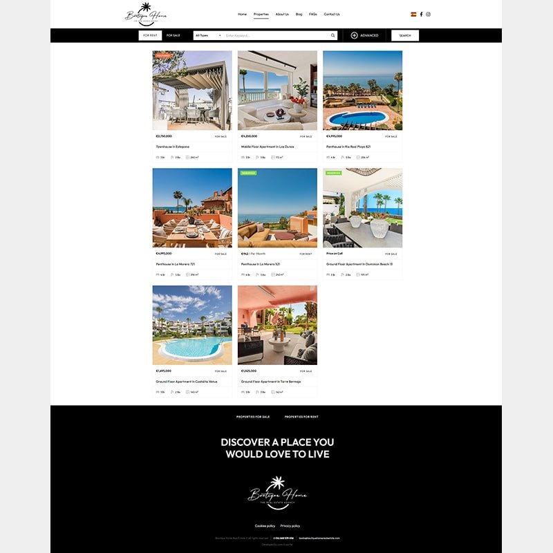 Página web de Boutique Home Real Estate